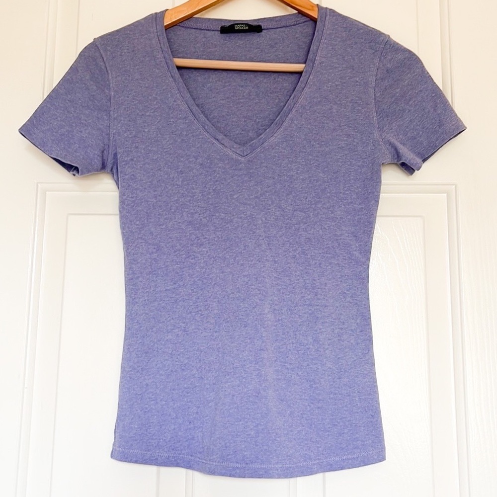 Marks & Spencer Heather purple v neck t shirt size UK 8